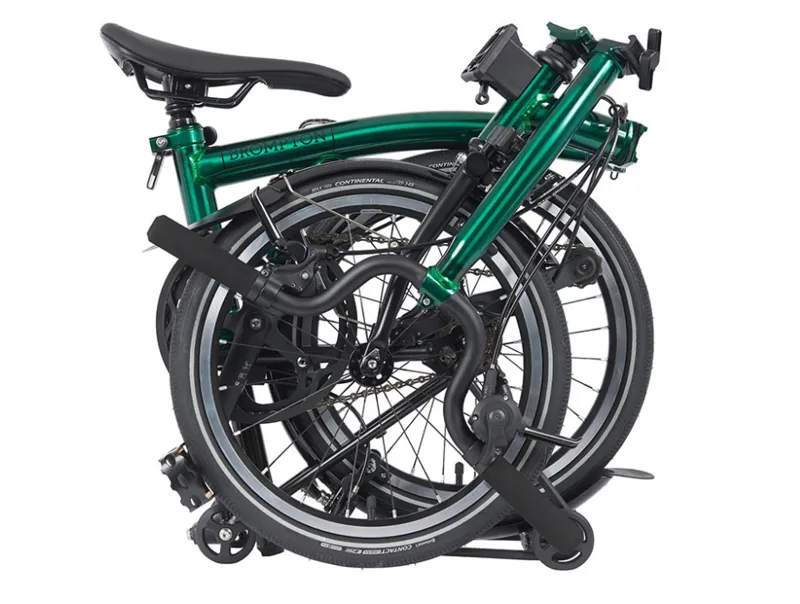 Brompton P-Line Urban With Rack Mid Bar Folding Bike 2023 Emerald Laquer-3